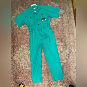 Vintage 80’s Ideas jumpsuit in teal green size medium with drawstring waist